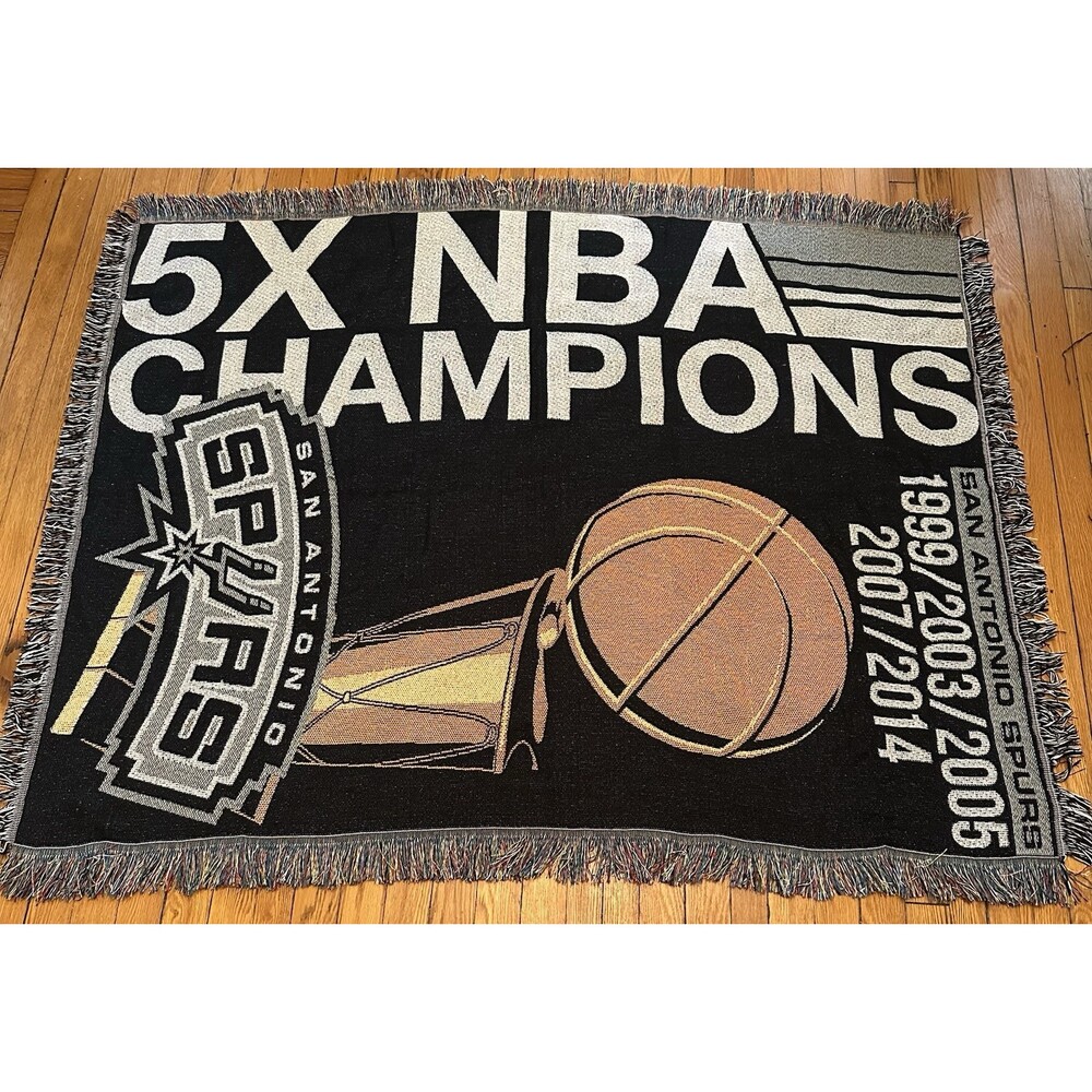 5X NBA Champion San Antonio Spurs Commemorative Tapestry Throw Blanket - Picture 5 of 14
